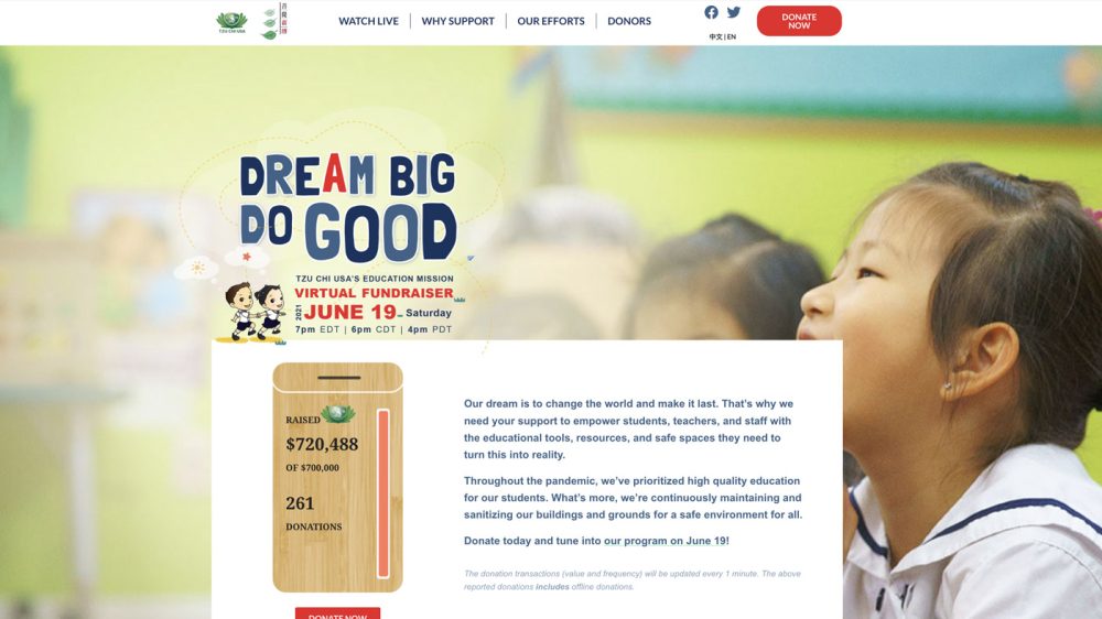 Tzu Chi Education Foundation Virtual FundraiserRole: Front-end Development